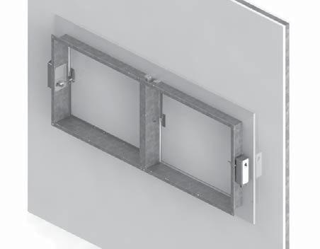 Installazione affiancata su supporto verticale in cartongesso G Cornice perimetrale di chiusura Rifinire il perimetro della serranda con n lastre per lato da 35 mm di altezza.