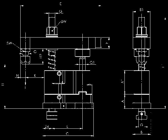 Sistema di bloccaggio Nr. 7200BR Unità di bloccaggio composto da elemento di base ed elemento di testa. Grandezza Cava A x B x C H F* Coppia di serr.