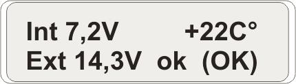 Questa funzione del Sat Programmer permette di verificare la corretta alimentazione proveniente dalla batteria veicolo e dello stato di carica delle batterie interne di autoalimentazione.