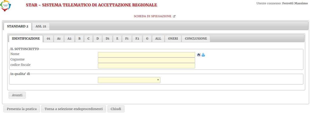 La Modulistica dello Sportello Unico per le Attività Produttive presente nel menu deve essere utilizzata ed allegata esclusivamente: STANDARD2: - nel caso in cui nella banca dati regionale non sia