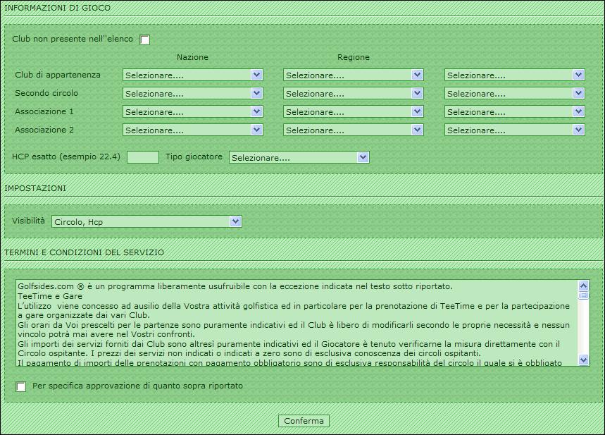 Inserire il circolo al quale siete iscritte ed eventualmente il secondo circolo e le associazioni cui appartenete (ACG, Archigolf, Agire etc) Indicate l handicap esatto nella forma ad es. 22.