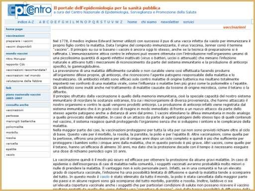 VACCINI Lo stato attuale dell informazione sul web Network Italiano dei Servizi di Vaccinazione