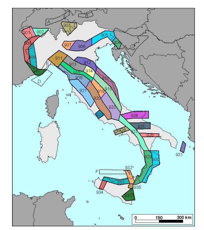 Figura 2 Zonazione sismogenetica del territorio italiano, ZS9 (Gruppo di Lavoro, 2004) Nella Zonazione