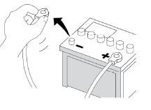 Prima di installare l apparato: Per evitare possibili cortocircuiti nell'impianto elettrico, accertarsi di scollegare il cavo negativo (-) dalla batteria prima dell'installazione.