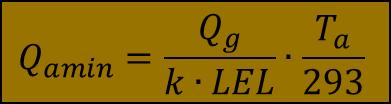 Procedimento secondo la EN 60079-10-1 (e Guida CEI 31-35) (cenni) Dall espressione precedente è