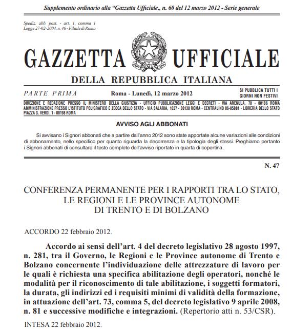 Individuazione delle attrezzature di lavoro per le quali è richiesta una