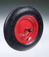 CARRIOLE - WHEELBARROW WHEELS Ruote con nucleo verniciato rosso in lamiera stampata.