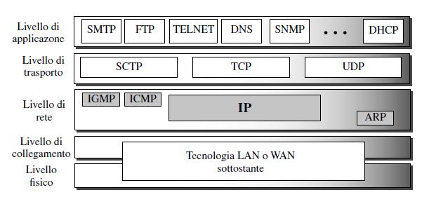 Protocolli del livello di rete IP: Internet Protocol v4 (anche v6) IGMP: Internet Group Management Protocol (multicasting) ICMP: