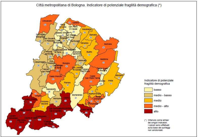 Le mappe della fragilità nei comuni della Città metropolitana di Bologna L elaborazione delle mappe della fragilità nei Comuni della Città metropolitana riprende l esperienza e la metodologia di