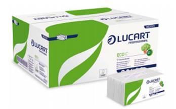 1-862035 ASCIUGAMANO 1V ECO LUCART VERDE A C Asciugamano piegato a C di colore bianco, in fibre rigenerate, 1 velo, dimensione foglio