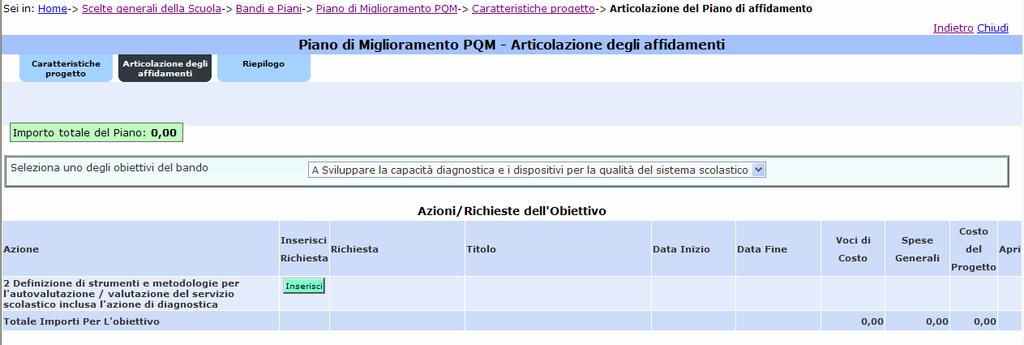 In quest area, cliccando di volta in volta su inserisci il DS inserisce e compila gli interventi formativi da destinare agli