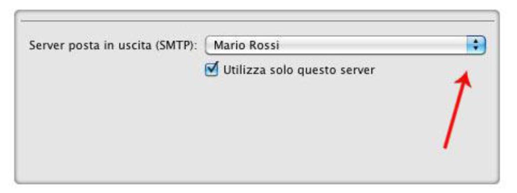 Fig. 3 Selezionare l indirizzo server di posta in uscita relativo alla casella interessata