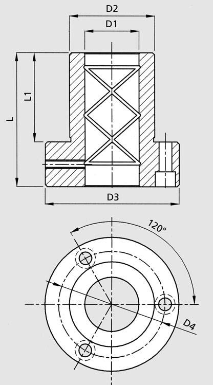 rettifica/lappatura RDBA205-40x80 RDBA206 Boccola a collare con fori di fissaggio RDBA206 D1 h5 24 25 30 31 40 41 50 51 63 D2 h4 40 40 48 48 58 58 70 70 85 D3 63 63 72 72 83 83 103 103 120 D4