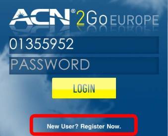 Iscriviti ora (New User?Register Now). Inserisci il tuo Numero d identificazione ACN e l indirizzo e-mail.