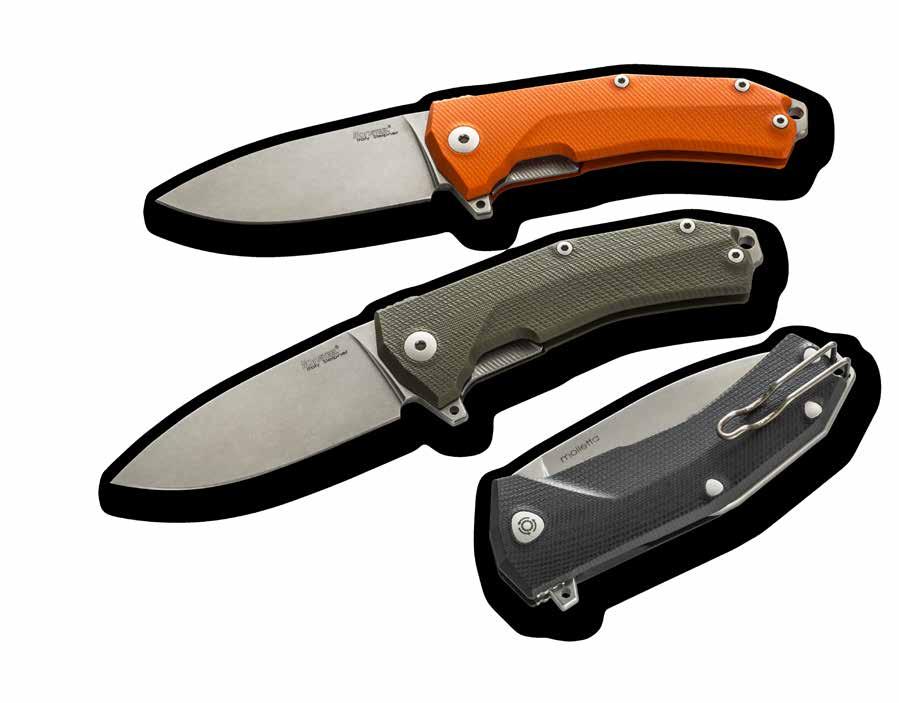 Designed by Molletta Folding knife with Steel Frame Locksystem. Flipper is a permanent and integral part of the blade.