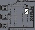 For thermoresistances PT100, NI100 For a three-wires PT100 use