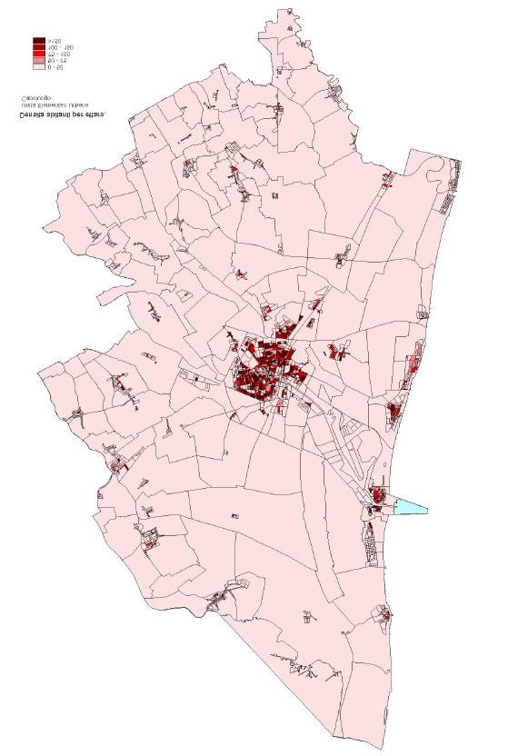 Fig. 1 - Rappresentazione della densità degli abitanti nel comune di