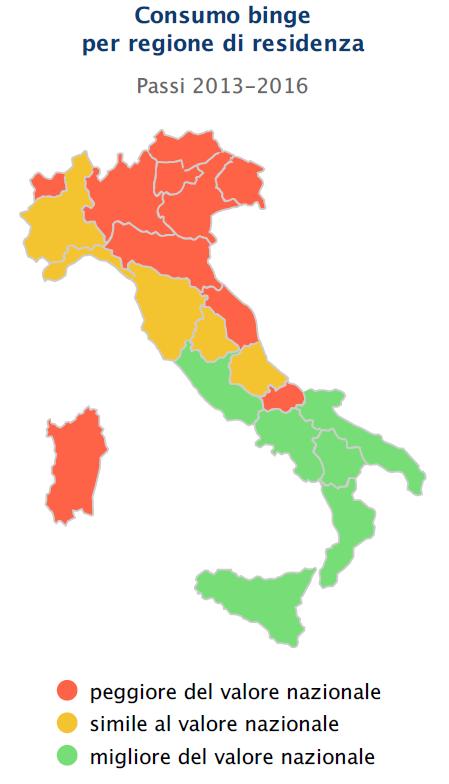 consumo binge (2013-2016) diificoltà economiche istruzione sesso donne uomini laurea media superiore media inferiore nessuno/elementare nessuna qualche molte 50-69 anni