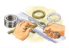 4Preparazione degli anelli Determinazione della lunghezza: - determinare l esatta lunghezza della baderna al anello rispettivo per lo scopo utilizzare il dispositivo per taglio di baderne AVKOTool