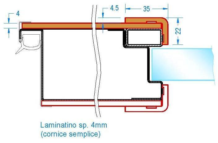 RIVESTIMENTI IN MELAMINICO PER PORTE VETRATE (4 mm) E' consentita l'installazione interna al riparo dagli agenti atmosferici Cornice interna Cornice esterna Misura minima della porta per