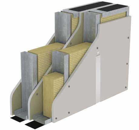 SOLUZIONI S-TEX: PARETI A DOPPIA ORDITURA METALLICA S-TEX. S9/M7+M7 - S-TEX - LM 7 Lastra Solidtex Montante PregyMetal C7/0 Guida PregyMetal U7/0 Lana di roccia sp.