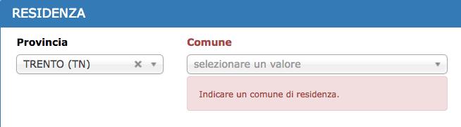 Inoltre, verranno visualizzati gli alert direttamente nel campo non correttamente compilato (vedi esempio).