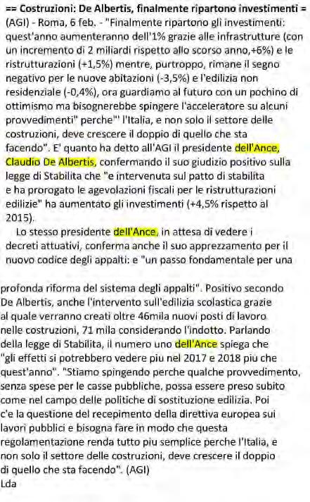 06 febbraio 2016 AGI-AGENZIA