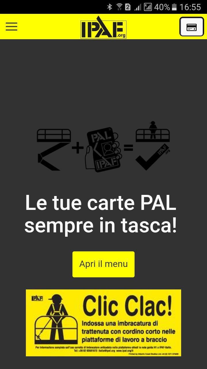 La nostra app IPAF ITA La app di IPAF ITALIA è stata pensata per fornire agli operatori di