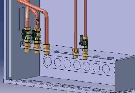 23. Rubinetti di sezionamento riscaldamento e sanitario Il sistema è progettato per poter accogliere eventuali rubinetto di sezionamento riscaldamento e sanitario (forniti di serie su tutte le