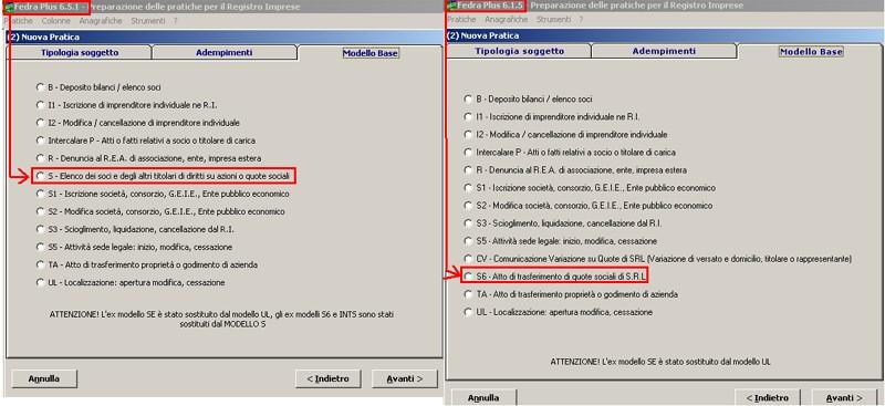 S6 : Eliminato B riquadro Deposito bilancio e situazione patrimoniale Nuovo campo