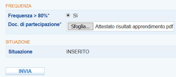 Inserire la spunta alla voce => Sì se la frequenza è superiore all 80% e caricare attraverso il pulsante => Sfoglia