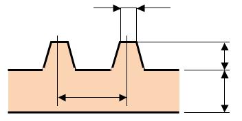 6.1. Spessore materiale esterno pannello Materiale: 6.1..1. Alluminio: spessore in decimi di mm 6.1..2. Acciaio verniciato/zincato: spessore in decimi di mm 6.1..3. Dimensione delle greche: 6.2. Tipologia di supporto del pannello Quote in mm.