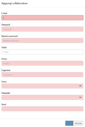 Registrate tutti i dati necessari e salvateli. Per modificare i dati degli utenti usate il pulsante,, per cancellare un utente, invece il pulsante. La Direzione è responsabile dei login degli utenti.