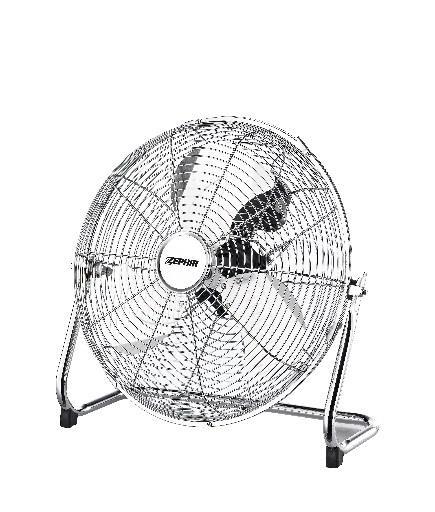 Ventilatori industriali da pavimento 3 pale metalliche cromate da 35 cm Potenza: 70W Griglia metallica cromata Corpo orientabile in acciaio cromato Motore con