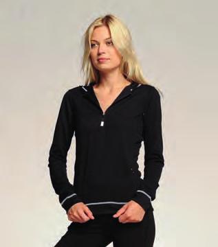 032.06 alo W3002 Maglia donna Performance con cappuccio e mezza cerniera 100 % poliestere (materiale jacquard), funzionale, antibatterica, 1/2 cerniera YKK, cuciture flatlock in contrasto sul