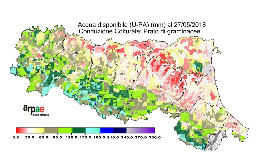 primo metro di terreno, considerando la presenza in campo di un prato di graminacee.