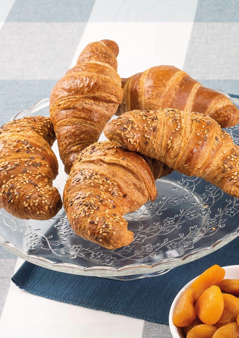 Croissanteria Grandi 5079C Cornetto Cereali e Arancia Linea Multicereali 5129CN Croissant Albicocca Linea già Cotti 90 g 85 g pezzi per cartone 24 cartoni per strato 6 cartoni per pallet 48 5131CN