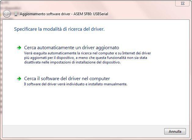 . Attraverso il menu di installazione guidata è necessario scegliere Installazione Personalizzata ossia la seconda voce- Cerca il software del driver nel computer, selezionare la cartella dove sono