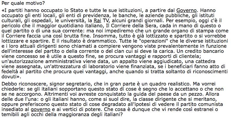 Il partito comunista non è accomunato agli