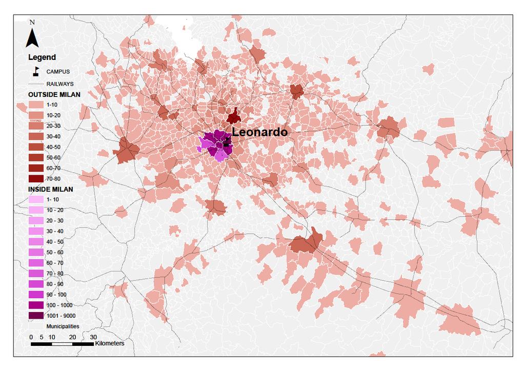 Analisi domanda di mobilità (esiti questionario) - Studenti Origine Leonardo Milano 43% Lombardia 52%