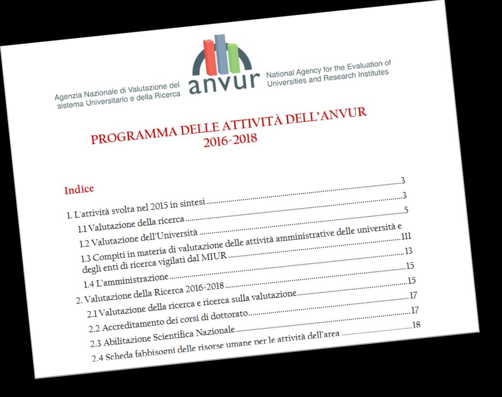 Pag.15 «Nell ambito del rapporto si analizzerà il posizionamento internazionale della ricerca italiana,