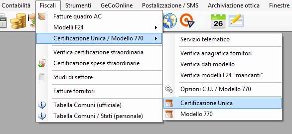 Preparazione / Invio file CERTIFICAZIONE UNICA Per preparare ed inviare la Certificazioni ai fornitori ed all Agenzia delle Entrate seguire i