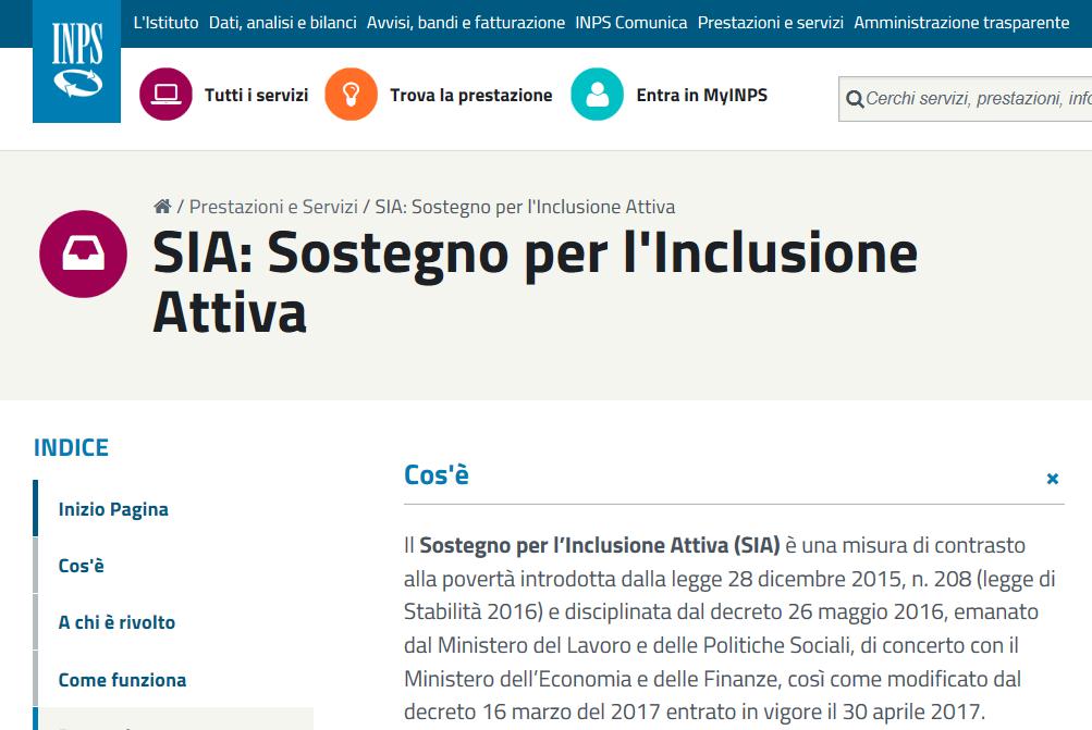 Sostegno per l Inclusione Attiva Legge 28 dicembre 2015, n.