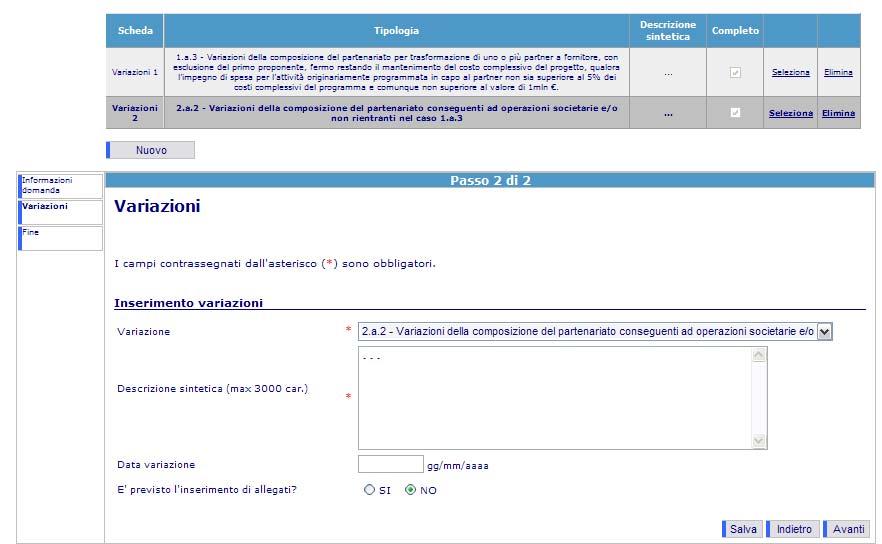 Guida alla richiesta di variazioni 10 / 13 Non è possibile inserire due volte la stessa