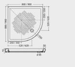 PIATTI DOCCIA / SHOWER TRAYS a 222 - a 223 piatto doccia angolare cornershower tray Lato non smaltato a 225 piatto doccia shower tray Lato non smaltato a 218 piatto doccia shower tray Lato non