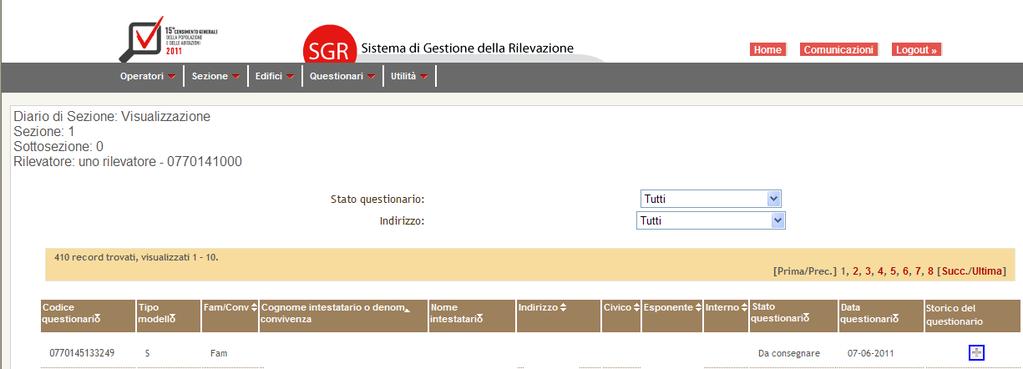 S versione ridotta L versione completa Codice univoco, prestampato sul questionario.