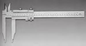 Monoblock vernier caliper Vernier 1/50, graduation 0.02. Matt-chrome fi nish scale, cursor with locking screw and fi ne adjustment. Calibro a corsoio monoblocco Nonio 1/50, lettura 0,02.