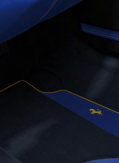 SANTORINI FLOOR MATS WITH YELLOW LEATHER PIPING AND PRANCING HORSE