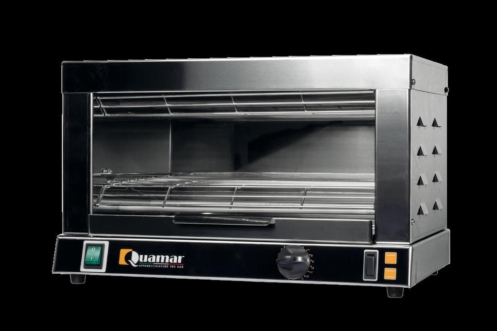 F01 Forno Elettrico Electric Oven Componenti: cassetto raccoglibriciole e struttura completamente in acciaio inox, resistenze in tubi al quarzo avvisatore acustico di fine cottura (con timer 0 15min.