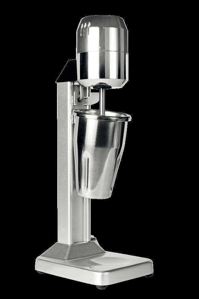 T2 Frullino singolo Milk-shake mixer Opzioni: bicchiere in acciaio inox - agitatore shakerato Base e corpo: alluminio Bicchiere: in policarbonato Interruttore motore: elettrico Funzionamento: con